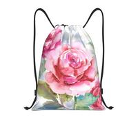 YWSOTRE Hermosas Flores Rosa Flor Rosa Floral, Mochila con cordón, unisex, para deporte, gimnasio, informal, para el día a día, talla M