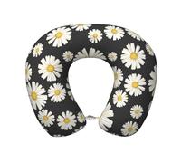 YWSOTRE Hermosas Margaritas Blancas,Almohada de Viaje de Espuma viscoelástica, Almohada para el Cuello, para avión, Coche, casa, Oficina, Camping.