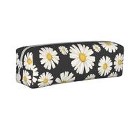 YWSOTRE Hermosas Margaritas Blancas, Estuche para lápices Estuche para lápices Estuche para lápices de Cuero portátil con Estuche para cosméticos con Cremallera