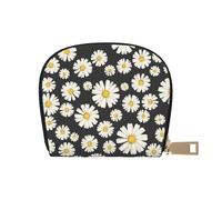 YWSOTRE Hermosas Margaritas Blancas, Funda de Cuero de PU para Tarjetas, Tarjetero Elegante, Tarjetero Tipo Billetera