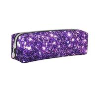 YWSOTRE Hermoso Brillo Morado, Estuche para lápices Estuche para lápices Estuche para lápices de Cuero portátil con Estuche para cosméticos con Cremallera