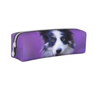 YWSOTRE Hermoso Cachorro Border Collie, Estuche para lápices Estuche para lápices Estuche para lápices de Cuero portátil con Estuche para cosméticos con Cremallera