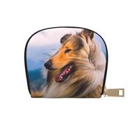 YWSOTRE Hermoso Collie áspero, Funda de Cuero de PU para Tarjetas, Tarjetero Elegante, Tarjetero Tipo Billetera