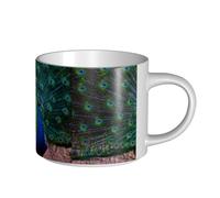 YWSOTRE Hermoso pavo real,Taza de cerámica de gran capacidad, taza de té, taza de café 450 ml
