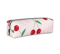 YWSOTRE Hoja De Cereza Roja Rosa, Estuche para lápices Estuche para lápices Estuche para lápices de Cuero portátil con Estuche para cosméticos con Cremallera