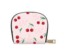 YWSOTRE Hoja De Cereza Roja Rosa, Funda de Cuero de PU para Tarjetas, Tarjetero Elegante, Tarjetero Tipo Billetera