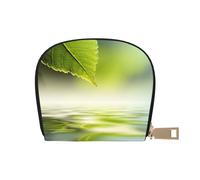 YWSOTRE Hoja Verde Reflejando En El Agua del Río, Funda de Cuero de PU para Tarjetas, Tarjetero Elegante, Tarjetero Tipo Billetera