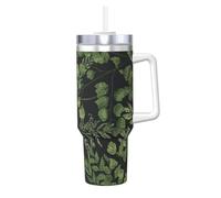 YWSOTRE Hojas botánicas,Botella de agua de acero inoxidable con asa para bebidas frías y calientes de 40 oz.
