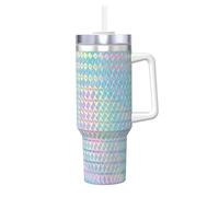 YWSOTRE Holograma de colores del arco iris colorido holográfico,Botella de agua de acero inoxidable con asa para bebidas frías y calientes de 40 oz.