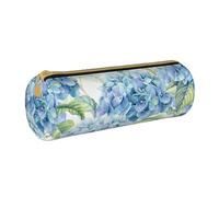 YWSOTRE Hortensia Acuarela Impresa, Estuche para lápices Estuche cilíndrico para lápices Estuche para lápices de Cuero portátil Estuche para cosméticos