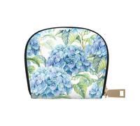 YWSOTRE Hortensia Acuarela Impresa, Funda de Cuero de PU para Tarjetas, Tarjetero Elegante, Tarjetero Tipo Billetera