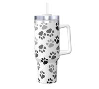 YWSOTRE Huella de pata de perro,Botella de agua de acero inoxidable con asa para bebidas frías y calientes de 40 oz.