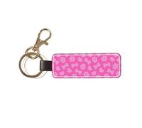 YWSOTRE Huella de perro rosa con forma de corazón de hueso,Llavero de cuero de PU, llavero, llavero, anillo, organizador, 1 pieza