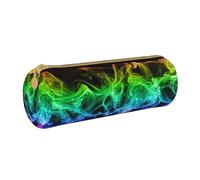 YWSOTRE Humo Colorido Abstracto Negro, Estuche para lápices Estuche cilíndrico para lápices Estuche para lápices de Cuero portátil Estuche para cosméticos