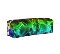 YWSOTRE Humo Colorido Abstracto Negro, Estuche para lápices Estuche para lápices Estuche para lápices de Cuero portátil con Estuche para cosméticos con Cremallera