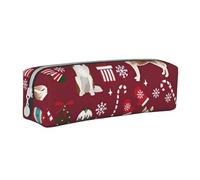 YWSOTRE Husky Bastones de Caramelo Medias Vacaciones Perro Ruby, Estuche para lápices Estuche para lápices Estuche para lápices de Cuero portátil con Estuche para cosméticos con Cremallera