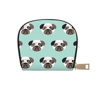 YWSOTRE Ilustración Pug Cachorro Azul Patrón Niños, Funda de Cuero de PU para Tarjetas, Tarjetero Elegante, Tarjetero Tipo Billetera
