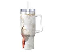 YWSOTRE Impresión de bolas de Navidad,Botella de agua de acero inoxidable con asa para bebidas frías y calientes de 40 oz.