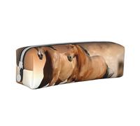 YWSOTRE Impresión de Caballo Corriendo, Estuche para lápices Estuche para lápices Estuche para lápices de Cuero portátil con Estuche para cosméticos con Cremallera