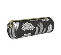 YWSOTRE Impresión de Cactus, Estuche para lápices Estuche cilíndrico para lápices Estuche para lápices de Cuero portátil Estuche para cosméticos