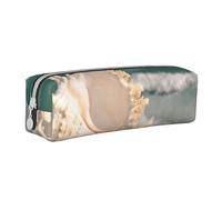 YWSOTRE Impresión de Conchas de Estrella de mar de Playa, Estuche para lápices Estuche para lápices Estuche para lápices de Cuero portátil con Estuche para cosméticos con Cremallera