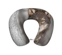 YWSOTRE Impresión de Lobo Salvaje,Almohada de Viaje de Espuma viscoelástica, Almohada para el Cuello, para avión, Coche, casa, Oficina, Camping.