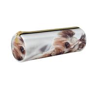 YWSOTRE Impresión de Yorkshire Terrier, Estuche para lápices Estuche cilíndrico para lápices Estuche para lápices de Cuero portátil Estuche para cosméticos