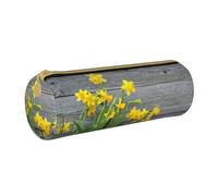 YWSOTRE Impresión Ramo De Narcisos, Estuche para lápices Estuche cilíndrico para lápices Estuche para lápices de Cuero portátil Estuche para cosméticos