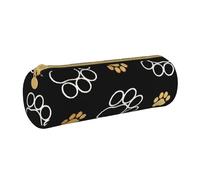 YWSOTRE Impresiones de Patas de Perro Sories Impresas, Estuche para lápices Estuche cilíndrico para lápices Estuche para lápices de Cuero portátil Estuche para cosméticos
