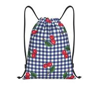 YWSOTRE Imprimir cerezas en cuadros azules, Mochila con cordón, unisex, para deporte, gimnasio, informal, para el día a día, talla M