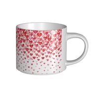 YWSOTRE Imprimir Corazones rojos cayendo,Taza de cerámica de gran capacidad, taza de té, taza de café 450 ml