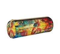 YWSOTRE Imprimir Nota Musical Colorido Madera, Estuche para lápices Estuche cilíndrico para lápices Estuche para lápices de Cuero portátil Estuche para cosméticos