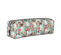 YWSOTRE Jack Russell Terrier Floral, Estuche para lápices Estuche para lápices Estuche para lápices de Cuero portátil con Estuche para cosméticos con Cremallera