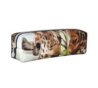 YWSOTRE Jirafa Ciervo Acuarela, Estuche para lápices Estuche para lápices Estuche para lápices de Cuero portátil con Estuche para cosméticos con Cremallera