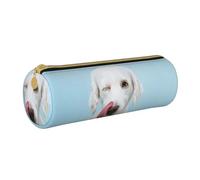 YWSOTRE Labrador Divertido, Estuche para lápices Estuche cilíndrico para lápices Estuche para lápices de Cuero portátil Estuche para cosméticos
