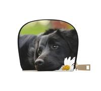 YWSOTRE Labrador Negro Manzanilla Perros Retriever Negro, Funda de Cuero de PU para Tarjetas, Tarjetero Elegante, Tarjetero Tipo Billetera