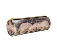 YWSOTRE Labradores Cachorros Pequeños Golden Retriever, Estuche para lápices Estuche cilíndrico para lápices Estuche para lápices de Cuero portátil Estuche para cosméticos