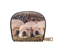 YWSOTRE Labradores Cachorros Pequeños Golden Retriever, Funda de Cuero de PU para Tarjetas, Tarjetero Elegante, Tarjetero Tipo Billetera