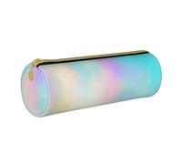 YWSOTRE Lámina de Holograma de Textura de Arco Iris Muy Hermosa, Estuche para lápices Estuche cilíndrico para lápices Estuche para lápices de Cuero portátil Estuche para cosméticos