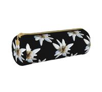 YWSOTRE Leontopodio Edelweiss, Estuche para lápices Estuche cilíndrico para lápices Estuche para lápices de Cuero portátil Estuche para cosméticos