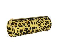 YWSOTRE Leopardo Amarillo Guepardo, Estuche para lápices Estuche cilíndrico para lápices Estuche para lápices de Cuero portátil Estuche para cosméticos