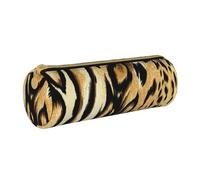 YWSOTRE Leopardo León Piel de Tigre Piel Atigrado, Estuche para lápices Estuche cilíndrico para lápices Estuche para lápices de Cuero portátil Estuche para cosméticos