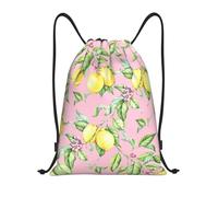 YWSOTRE Limón Amarillo Sobre Fondo Rosa, Mochila con cordón, unisex, para deporte, gimnasio, informal, para el día a día, talla M