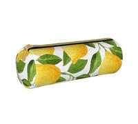 YWSOTRE Limones de Acuarela de Color Amarillo Brillante, Estuche para lápices Estuche cilíndrico para lápices Estuche para lápices de Cuero portátil Estuche para cosméticos