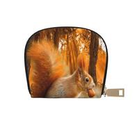 YWSOTRE Linda Ardilla Comiendo nueces, Funda de Cuero de PU para Tarjetas, Tarjetero Elegante, Tarjetero Tipo Billetera