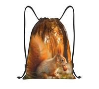 YWSOTRE Linda ardilla comiendo nueces, Mochila con cordón, unisex, para deporte, gimnasio, informal, para el día a día, talla M