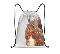 YWSOTRE Linda ardilla en la nieve impresa, Mochila con cordón, unisex, para deporte, gimnasio, informal, para el día a día, talla M