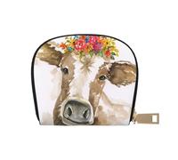 YWSOTRE Linda Vaca Acuarela, Funda de Cuero de PU para Tarjetas, Tarjetero Elegante, Tarjetero Tipo Billetera