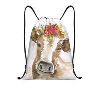 YWSOTRE Linda vaca acuarela, Mochila con cordón, unisex, para deporte, gimnasio, informal, para el día a día, talla M