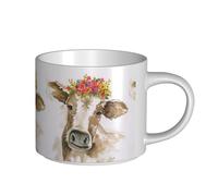 YWSOTRE Linda vaca de acuarela,Taza de cerámica de gran capacidad, taza de té, taza de café 450 ml